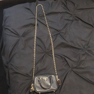 Prada Saffiano Lux Mini Crossbody Black